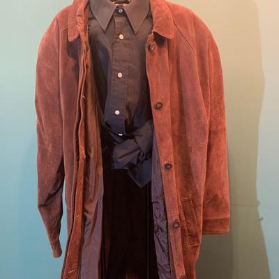 Autumnal Chic: Brandon Thomas Brown Leather Duster Jacket - Size XL