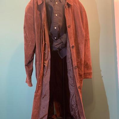 Autumnal Chic: Brandon Thomas Brown Leather Duster Jacket - Size XL