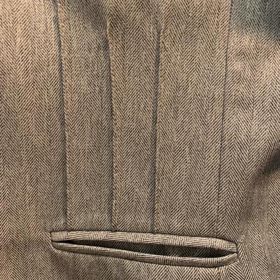 Rainy Day Elegance: Giorgio Santâ€™ Angelo Slate Blue Herringbone Suit - Size 18