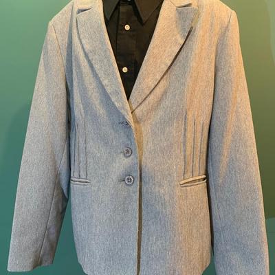 Rainy Day Elegance: Giorgio Santâ€™ Angelo Slate Blue Herringbone Suit - Size 18