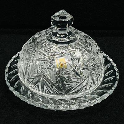 BARSKI CRYSTAL ~ PAIR (2) ~ Cut Crystal Round Butter Dishes