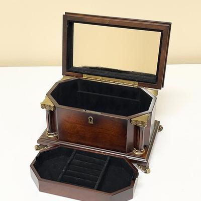 BOMBAY ~ Mahogany & Brass Jewelry Box