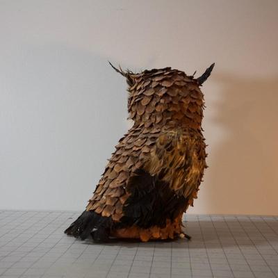 Feather and Pinecone Owl, Hand crafted! 