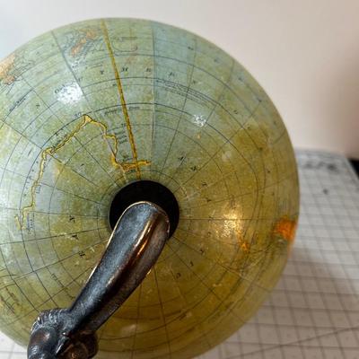 Antique Rand McNally World Globe with Copywrite Date of 1908 on a Brass stand