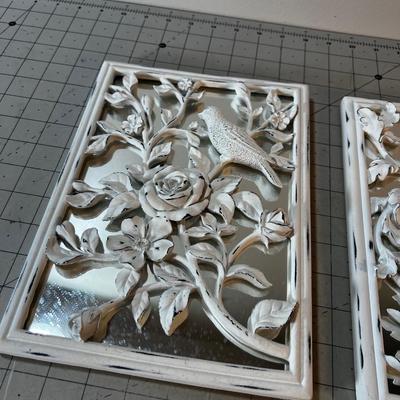 8 x 11 Decorative mirrored Birds, Resin Framed
