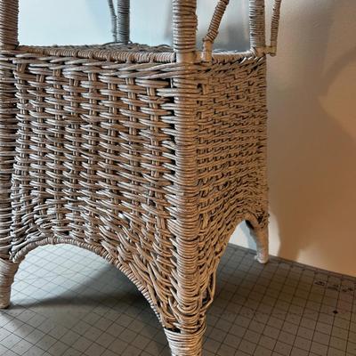 3 Tiered Wicker Plant Stand, WHITE