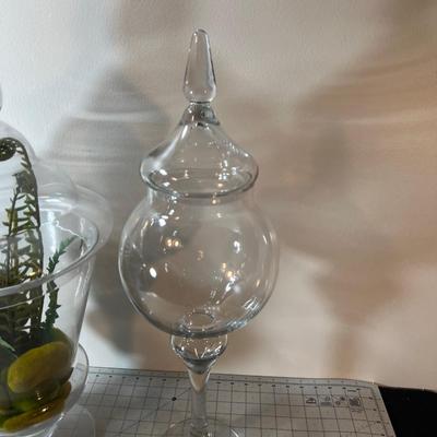 2 Large Glass Lidded Jars 