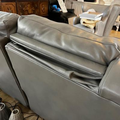 Large Reclining Sofa, Leather GREY