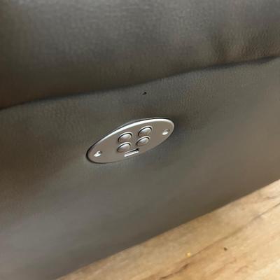 Large Reclining Sofa, Leather GREY