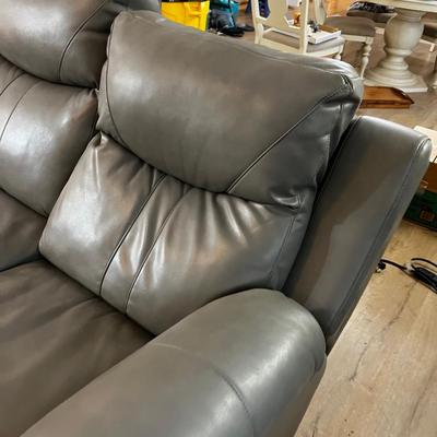 Large Reclining Sofa, Leather GREY