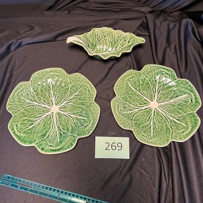 Bordallo Portugal Lettuce/ Cabbage leaf salad plates & bowl