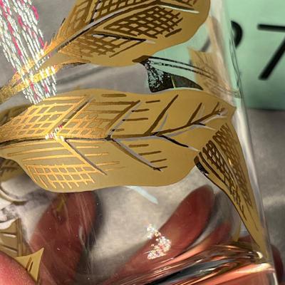 50s MCM leaf old fashion glasses