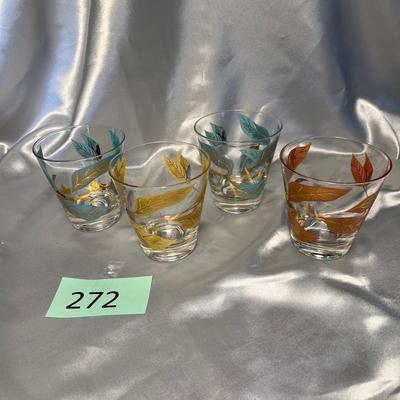 50s MCM leaf old fashion glasses