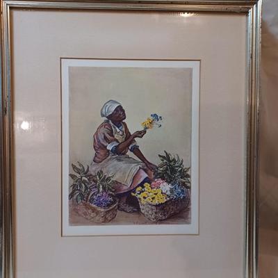4 Framed Prints of The Flower Women of Charleston Market by Elizabeth O'neill Verner 1950s