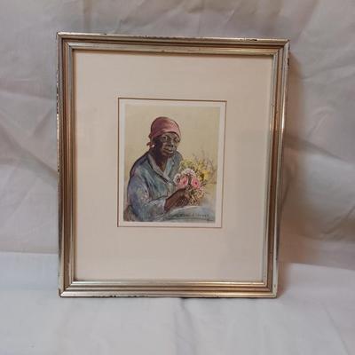4 Framed Prints of The Flower Women of Charleston Market by Elizabeth O'neill Verner 1950s