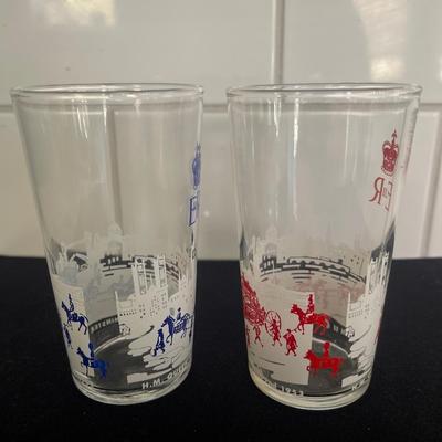 Queen Elizabeth Glass Cups Set of 2