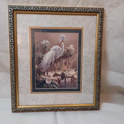 Snowy White Egret Framed and Matted