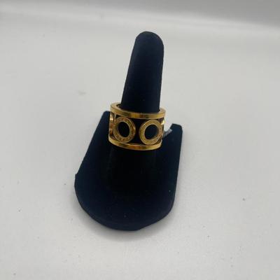 Bronze Ring with Circle Design, Gold Overlay, by Rebecca, Made in Italy