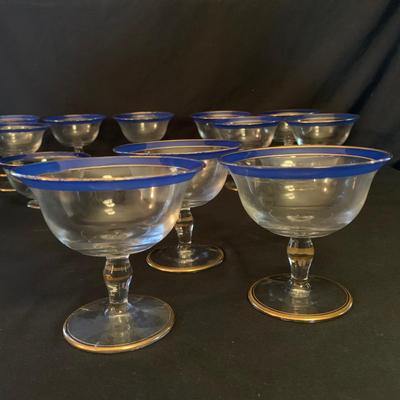 Blue and Gold Footed Bowls and Goblets (UB1-KW)
