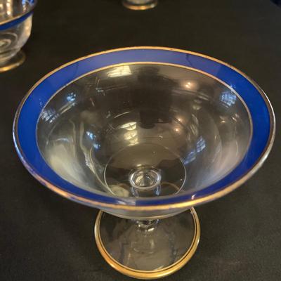 Blue and Gold Footed Bowls and Goblets (UB1-KW)
