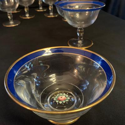 Blue and Gold Footed Bowls and Goblets (UB1-KW)