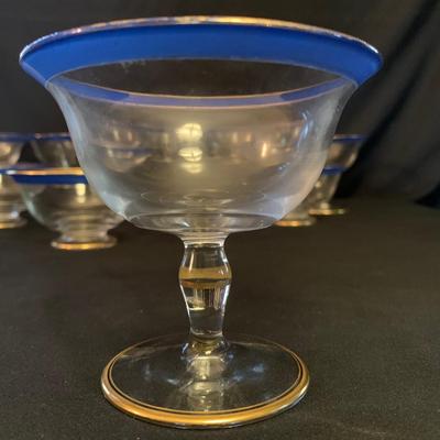 Blue and Gold Footed Bowls and Goblets (UB1-KW)