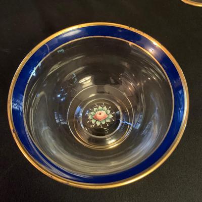 Blue and Gold Footed Bowls and Goblets (UB1-KW)
