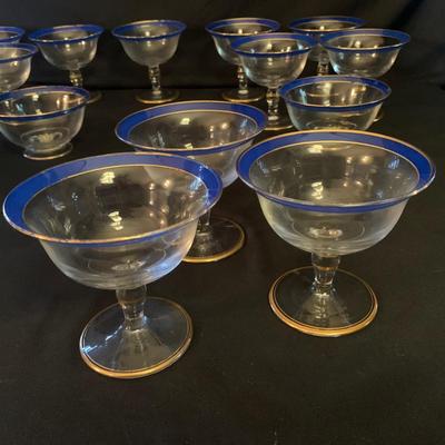Blue and Gold Footed Bowls and Goblets (UB1-KW)