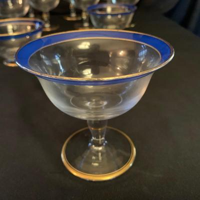 Blue and Gold Footed Bowls and Goblets (UB1-KW)