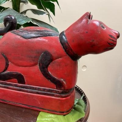 Carved Red Cat Box