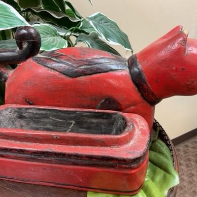 Carved Red Cat Box