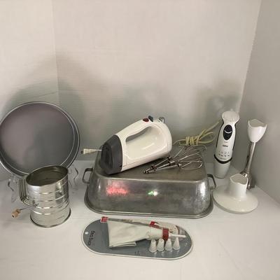 379 Braun Stik Mixer, Hamilton Beach Hand Mixer, Cake Pans, Sifter and More