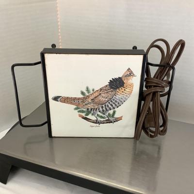 384 Two Warming Trays Toastess Stainless Steel with Vintage Ruffled Grouse Single Warmer
