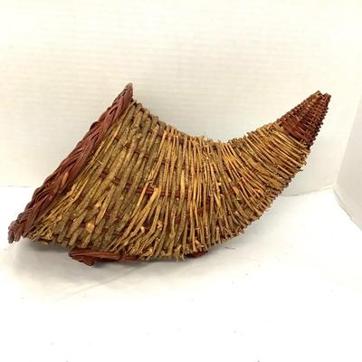391 Two Woven Basket Cornucopias Fall Decor