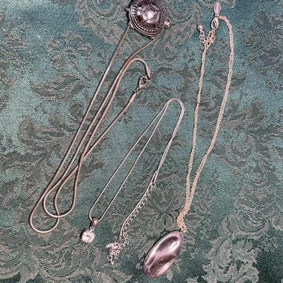 (3) Silver Tone Necklaces - Avon SH, Express, and Can't Read