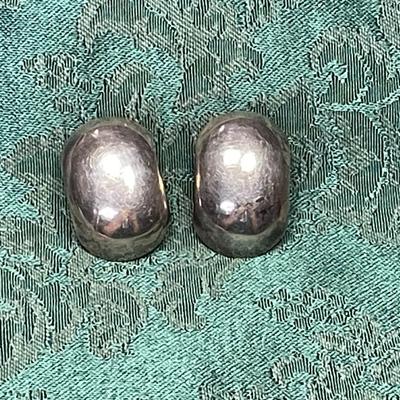 925 Sterling Silver Puffed Clip On Earrings
