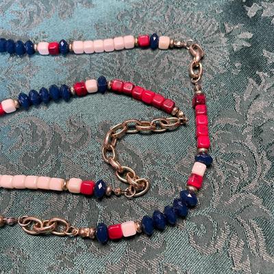 Red White Blue Beaded Necklace