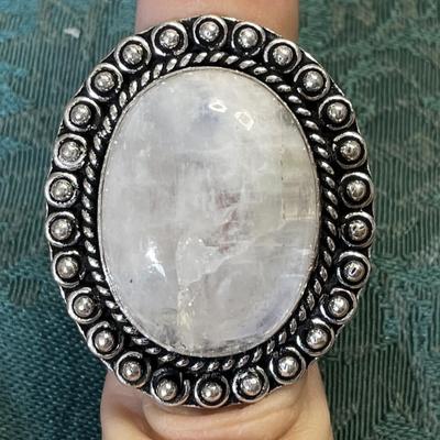 German Silver White Stone Ring