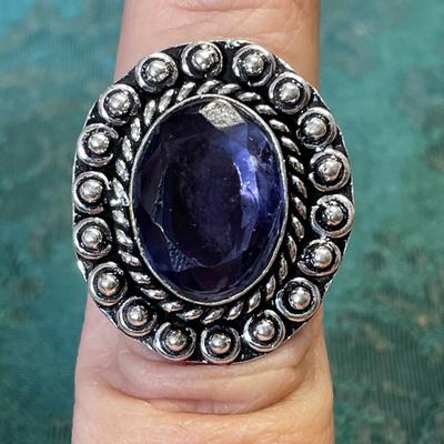 German Silver Purple Stone Ring