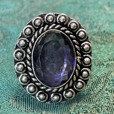 German Silver Purple Stone Ring