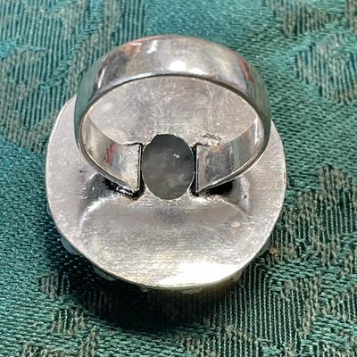 German Silver White Stone Ring