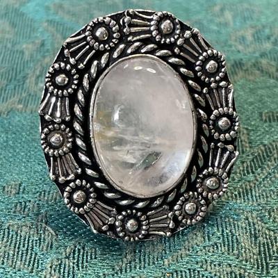 German Silver White Stone Ring