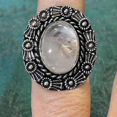 German Silver White Stone Ring