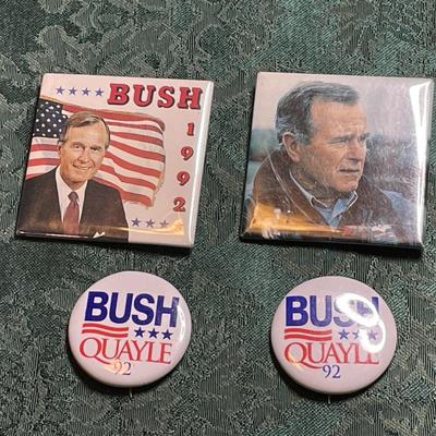 (4) 1992 Bush Quayle Presidentail Campaign Buttons