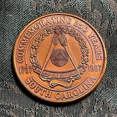 1987 Grand Lodge Free Masons South Carolina Coin Token