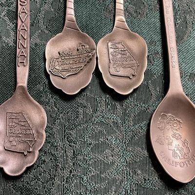 (4) Collector Spoons Made of Pewter