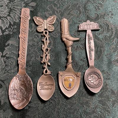 (4) Fort USA Pewter Collector Spoons