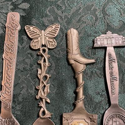 (4) Fort USA Pewter Collector Spoons