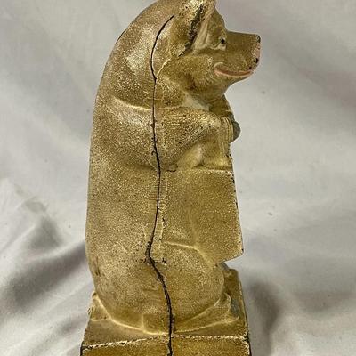 1930s Hubley J.M.R. Cast Iron Thrifty Pig Bank
