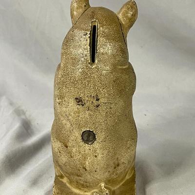 1930s Hubley J.M.R. Cast Iron Thrifty Pig Bank